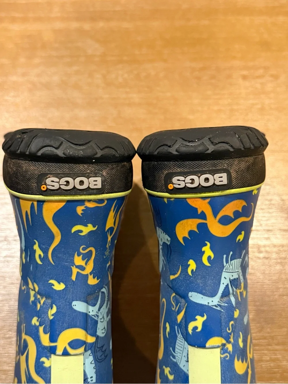 Bogs Kids Dragons Rain Boots Waterproof Rubber Blue Sz 3